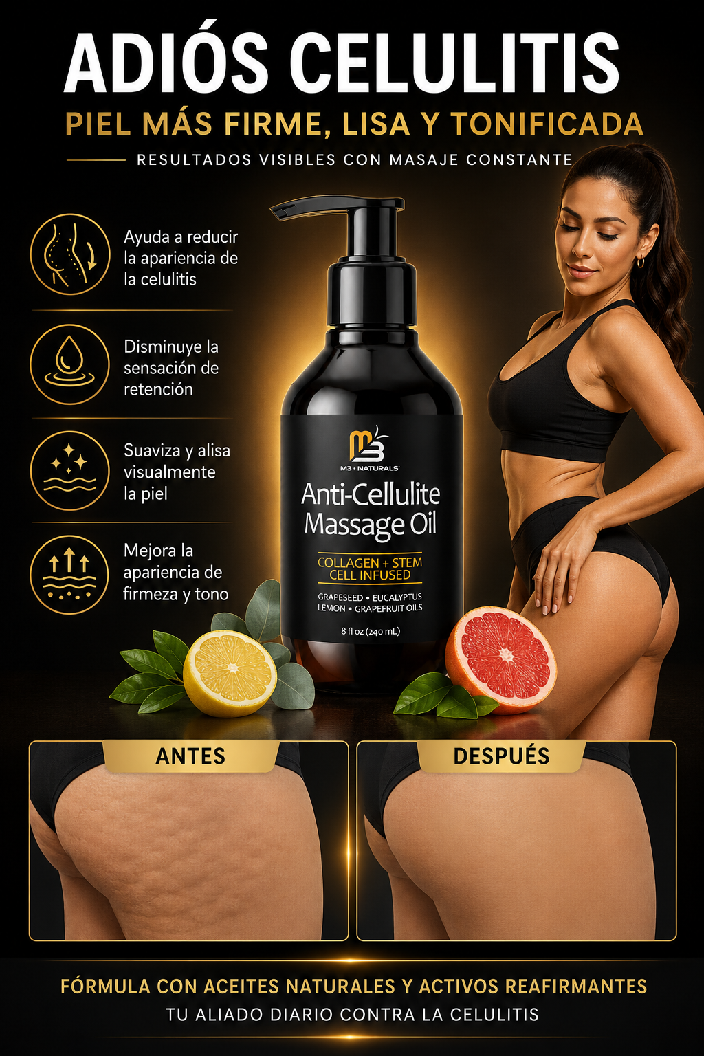 Anti-Cellulite Massage Oil de M3 Naturals